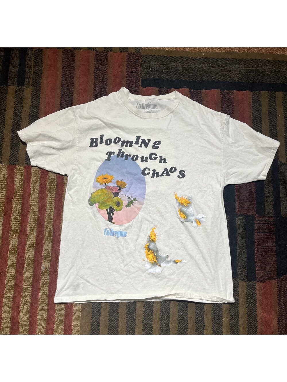 Civil Regime Blooming Through Chaos White Graphic Tee Size M